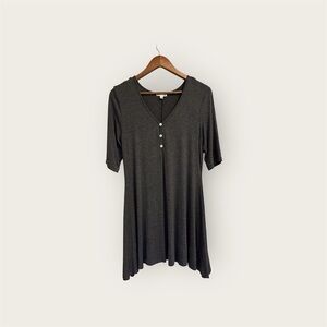 Zenana Outfitters Charcoal Gray V-Neck Women's Dress